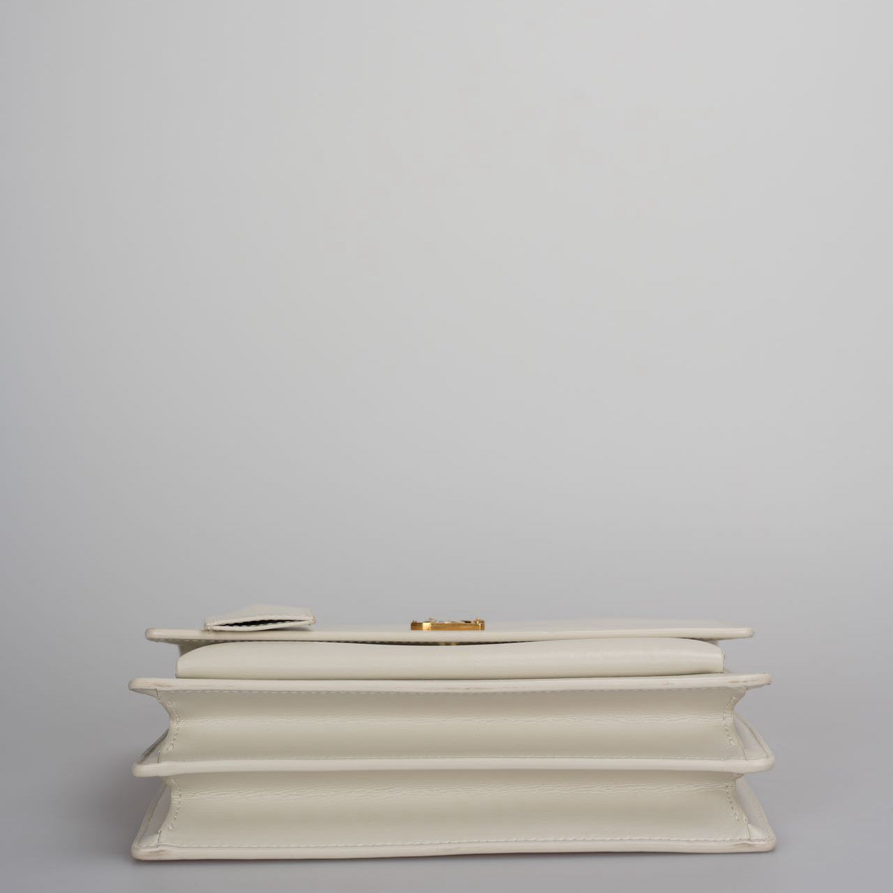 Saint Laurent Sunset Medium Bag in White Blanc  Calfskin with Gold Hardware