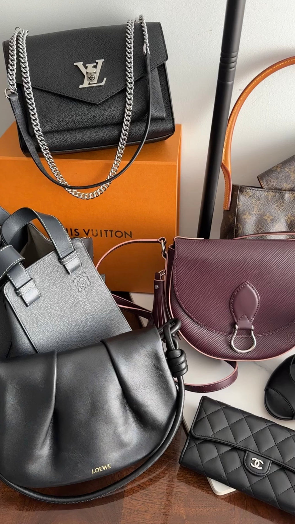 Loewe Grey Leather Hammock Two-Way Bag
