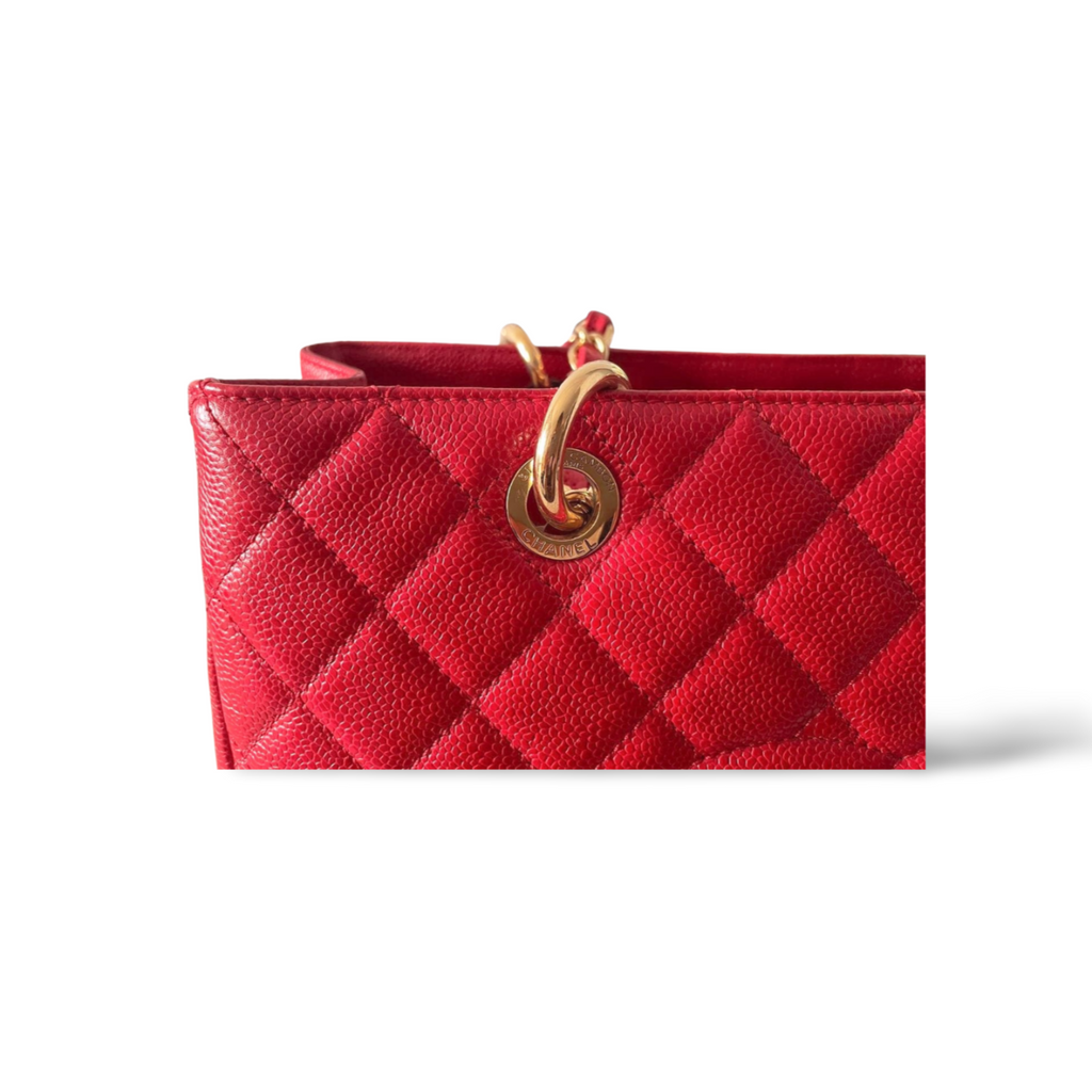 Chanel Red Medium Shopping Tote Bag with Gold Hardware