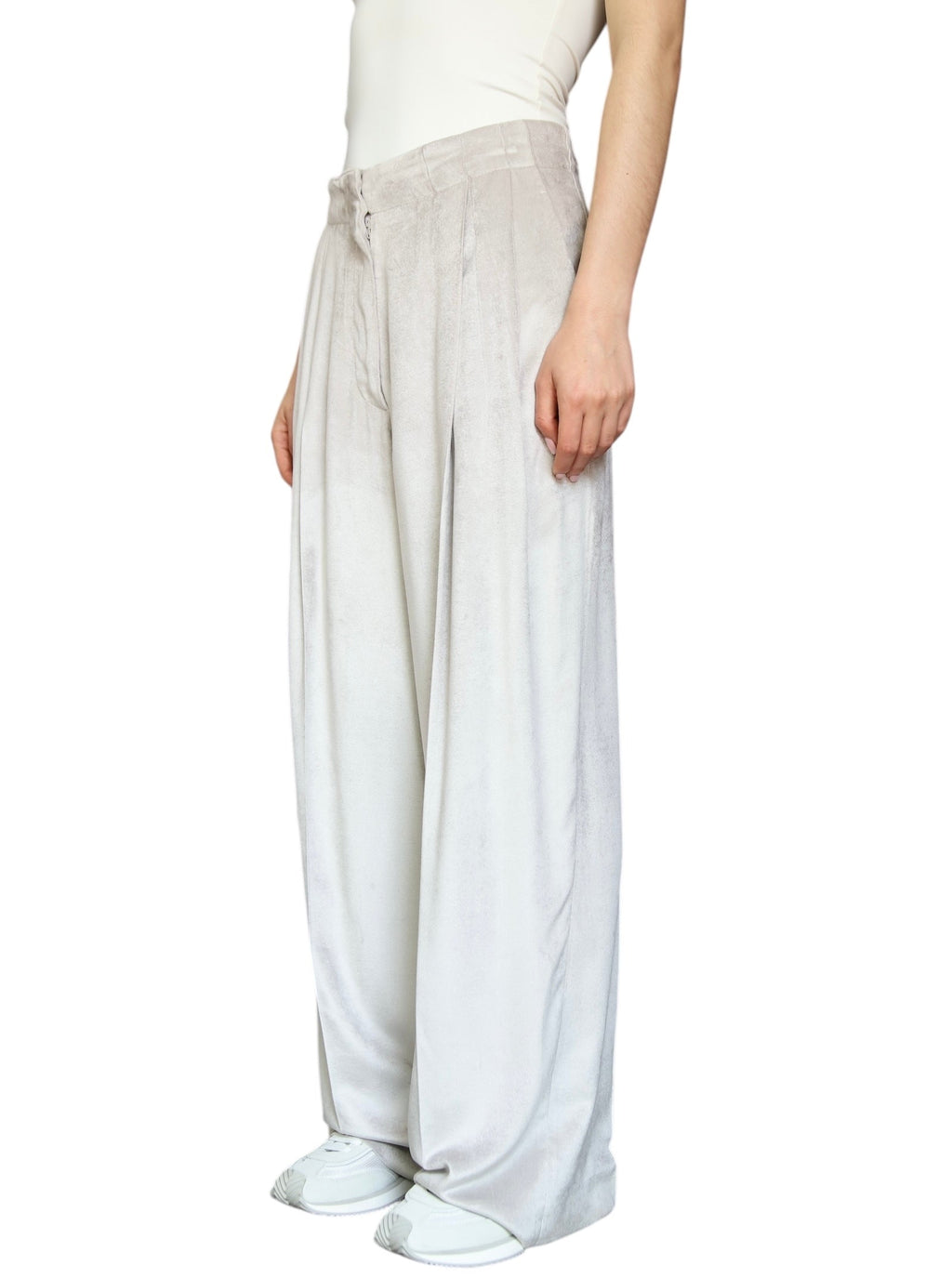 Brunello Cucinelli Beige Wide Leg Velvet Trousers - IT 42 / US 6