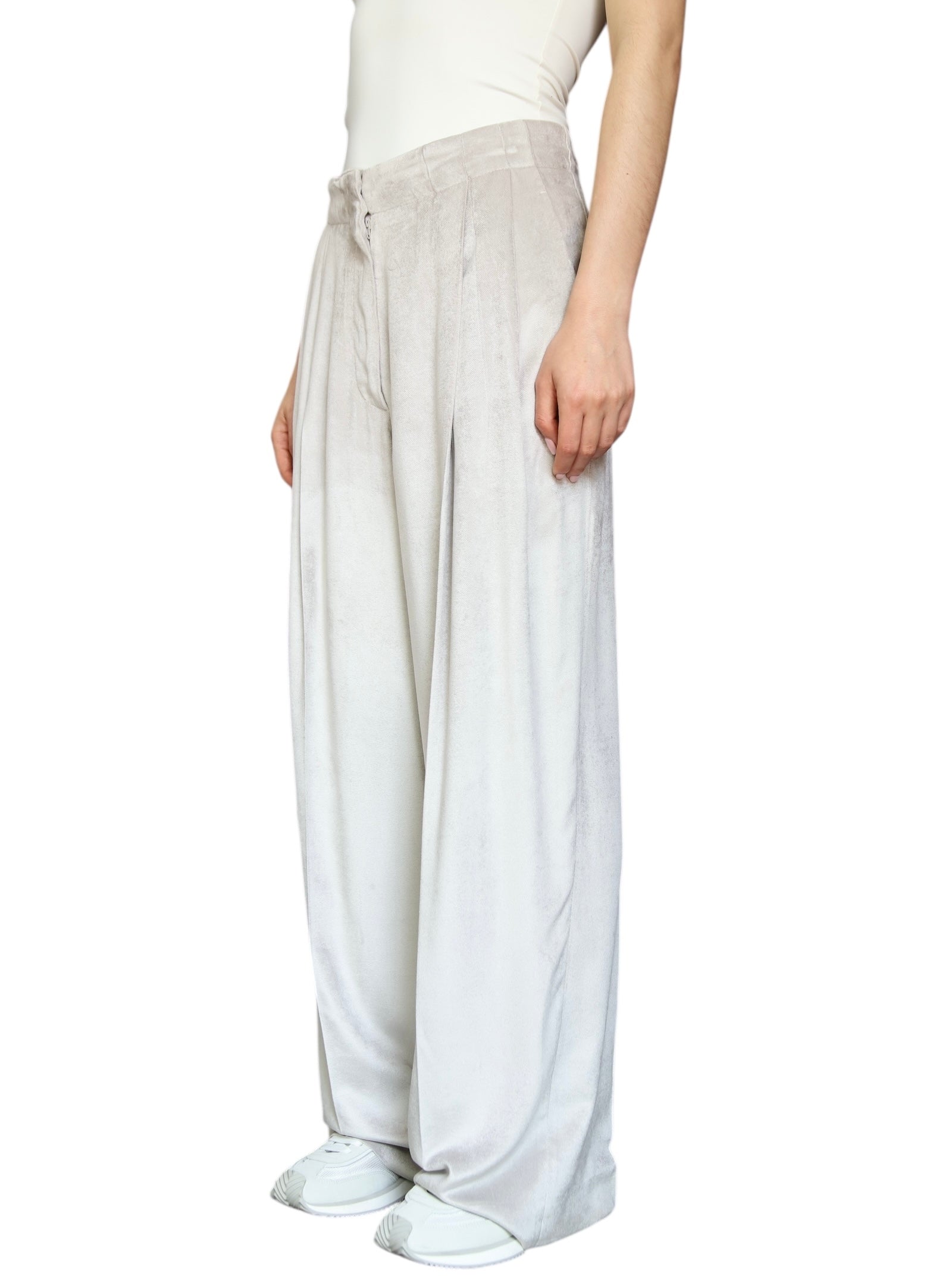 Brunello Cucinelli Beige Wide Leg Velvet Trousers - IT 42 / US 6