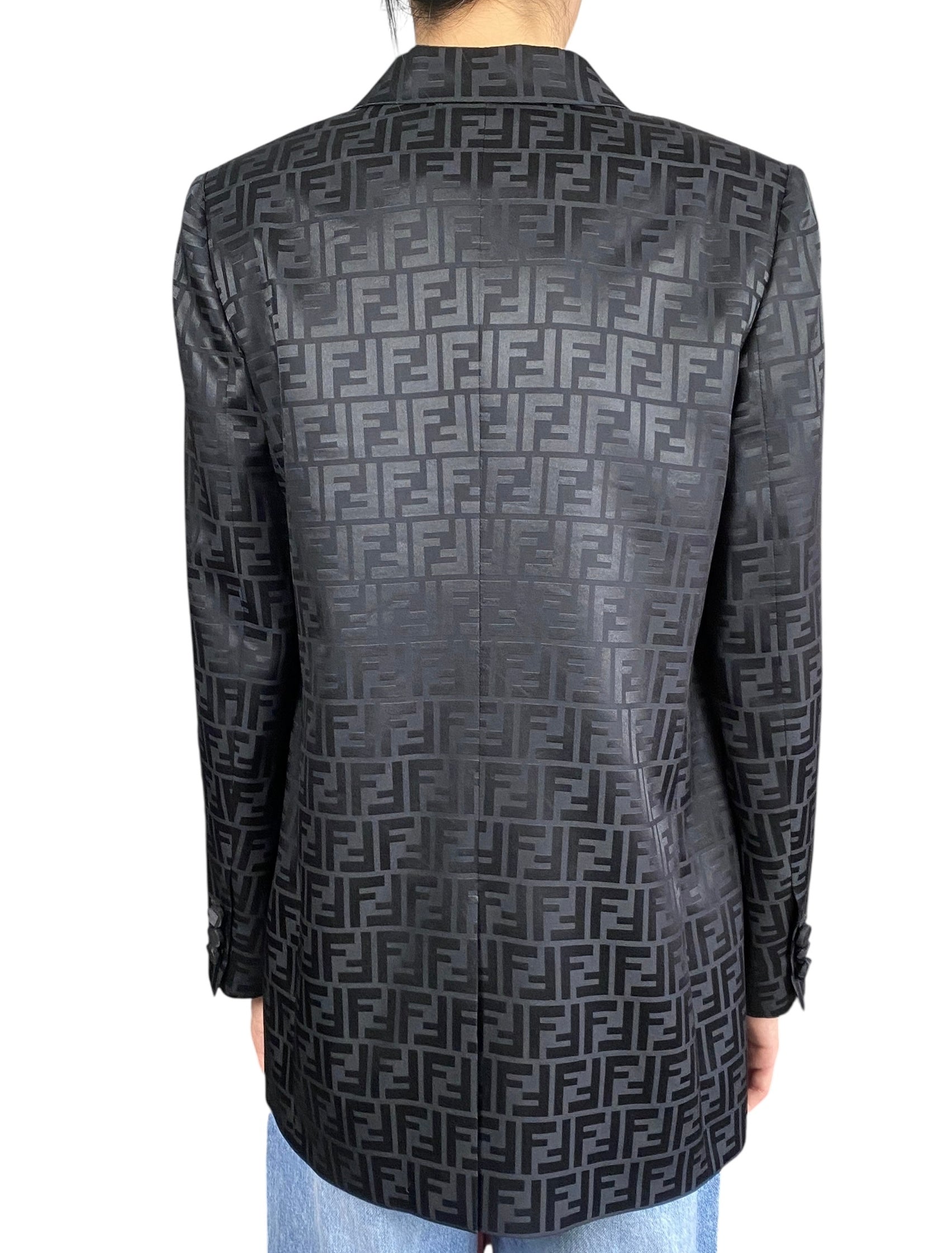 Fendi Black Monogram Double Breasted Blazer - IT 42 / US 6