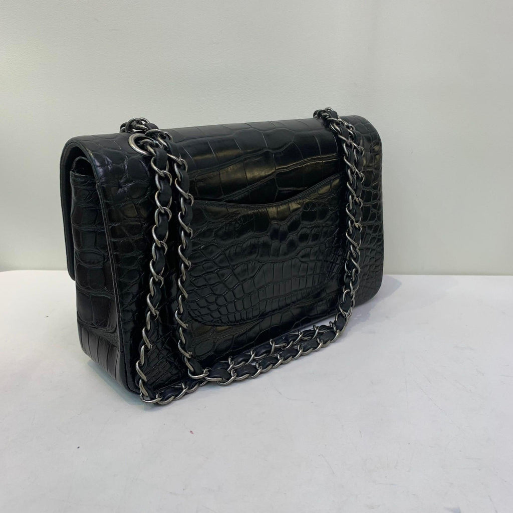 Chanel Black Alligator Medium Double Flap