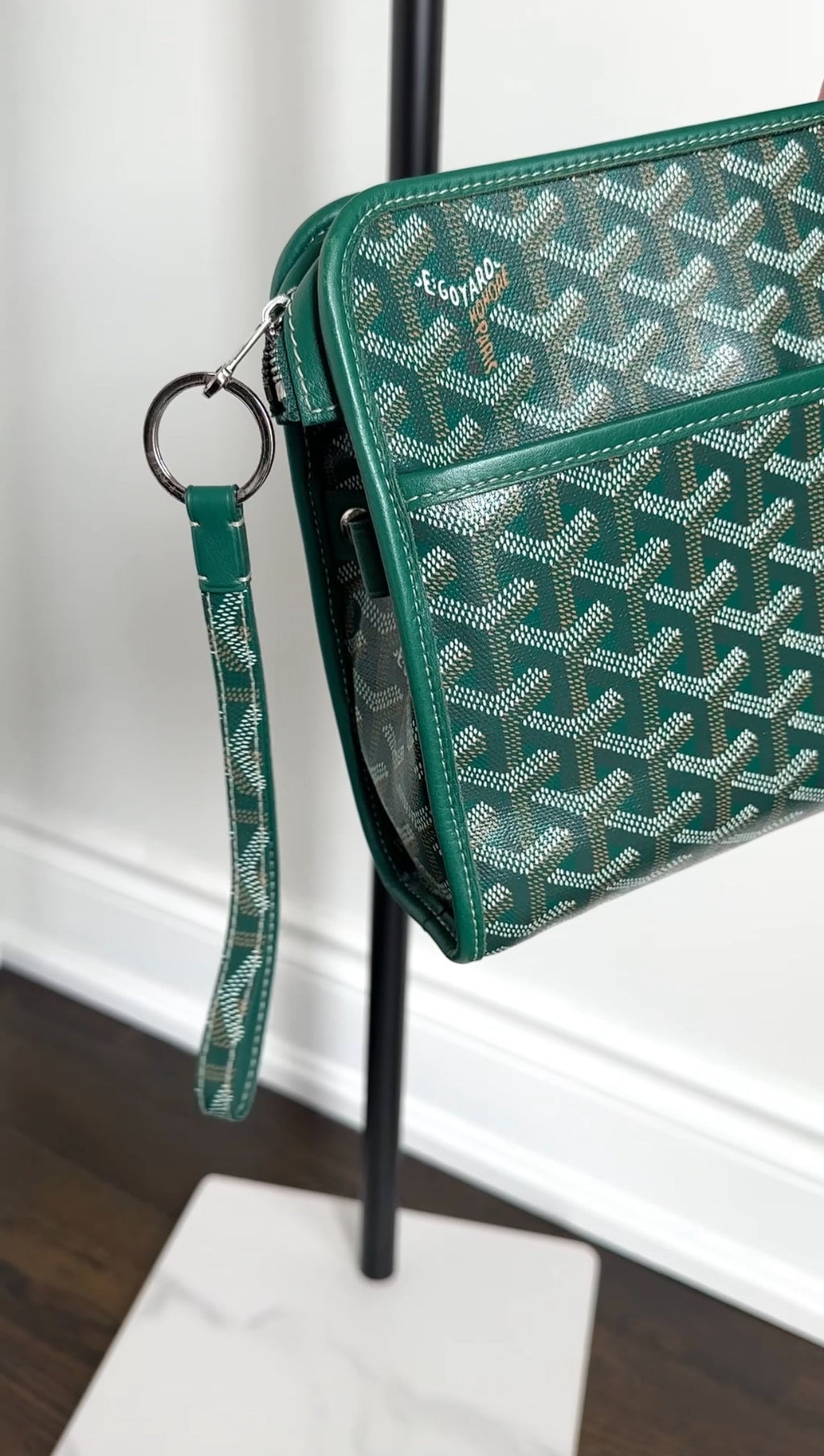 Goyard Green Monogram Jouvence MM Toiletry Bag Clutch with Wristlet