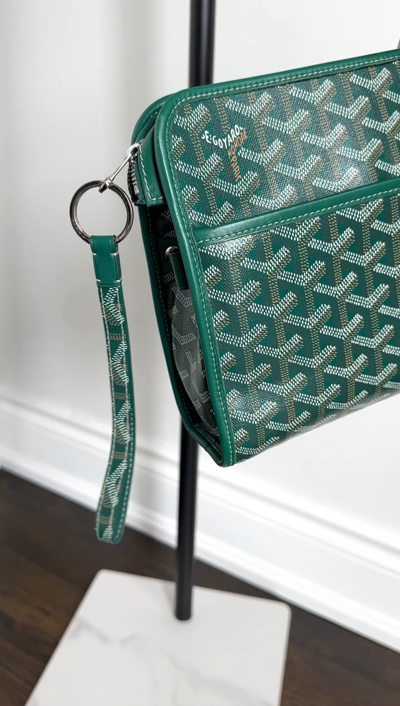 Goyard Green Monogram Jouvence MM Toiletry Bag Clutch with Wristlet
