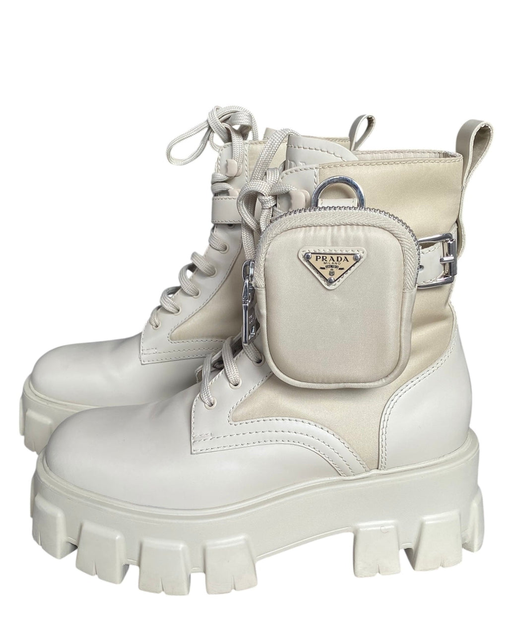 Prada Beige Monolith Re-Nylon Ankle Boots - 37