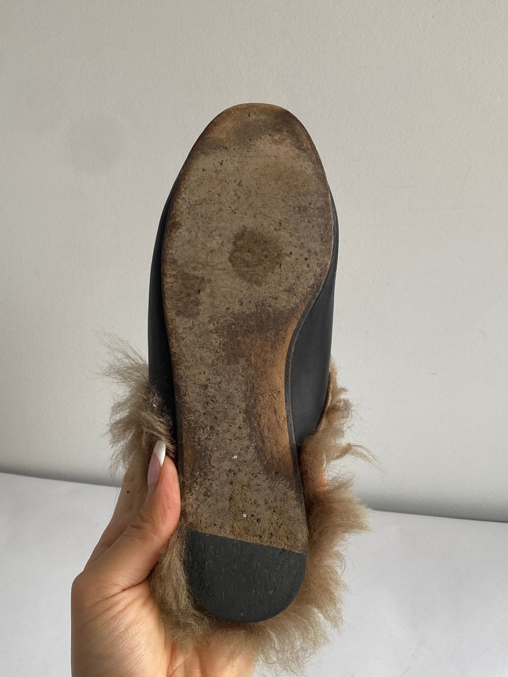 Gucci Black Horsebit Tiger Fur Mule - 36