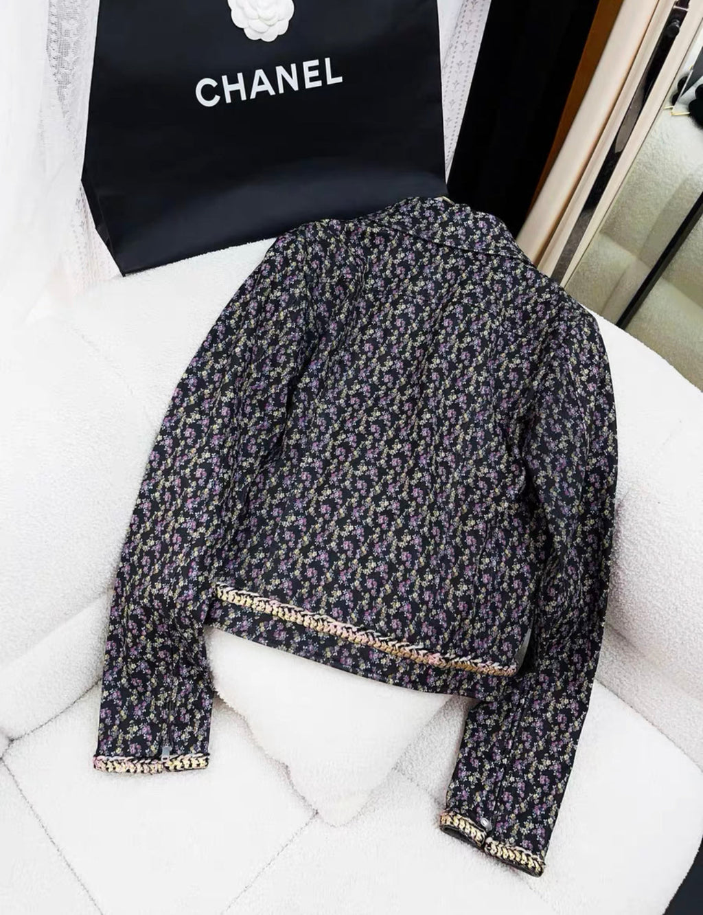 Chanel 23A Dark Gray & Multicolor Leather Jacket size 36