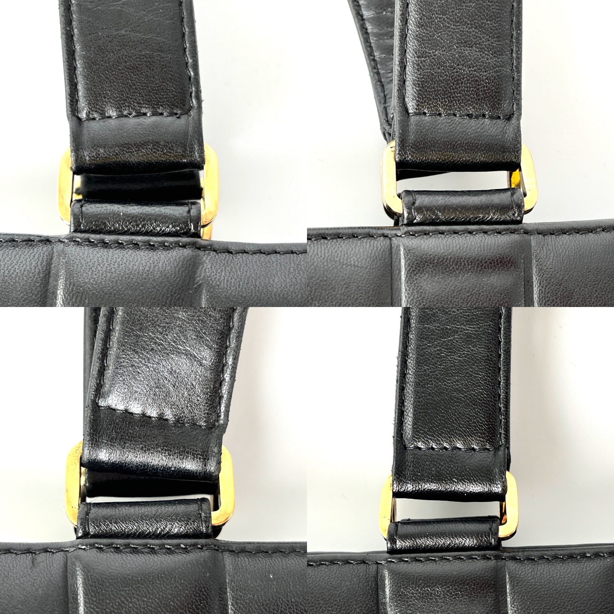 Vintage CHANEL Chocolate Bar Black Leather Shoulder  Bag