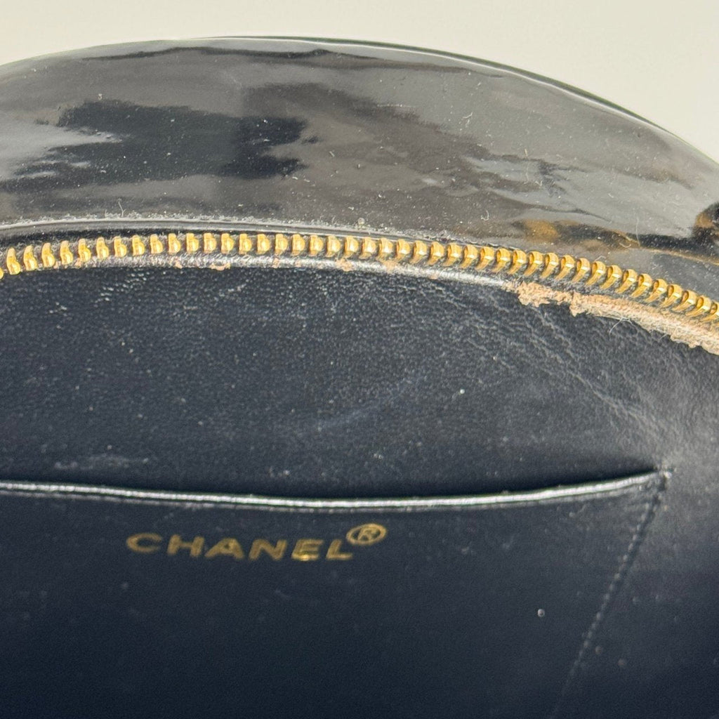 Chanel 1995 Black Round Vanity Case