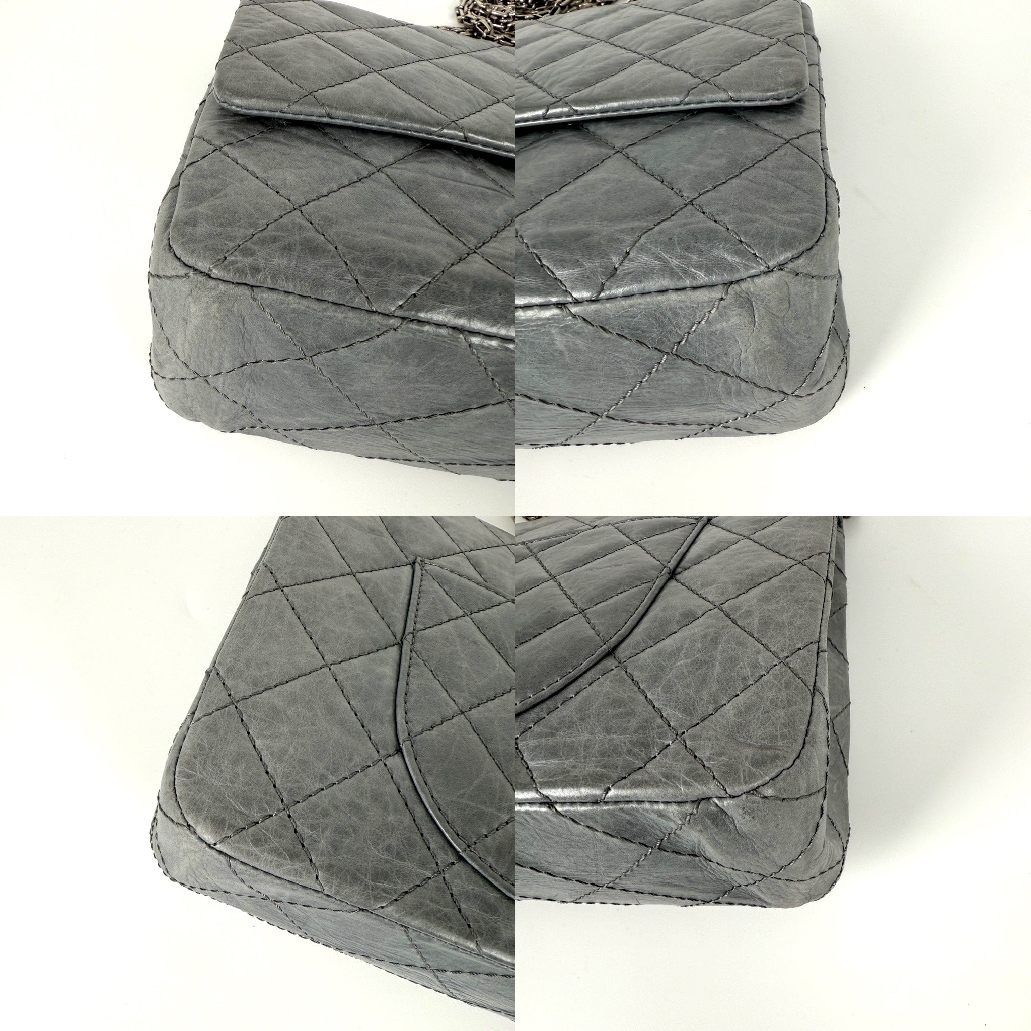 CHANEL Gray 227 2005 Reissue 2.55 Leather Shoulder Crossbody Bag