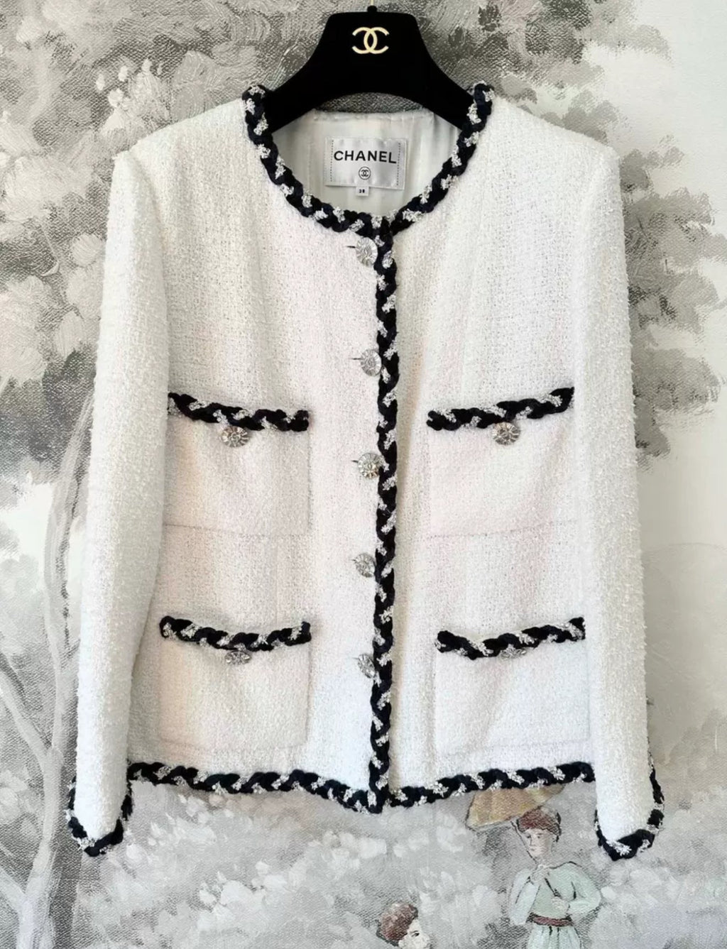 Chanel 23C white tweed jacket