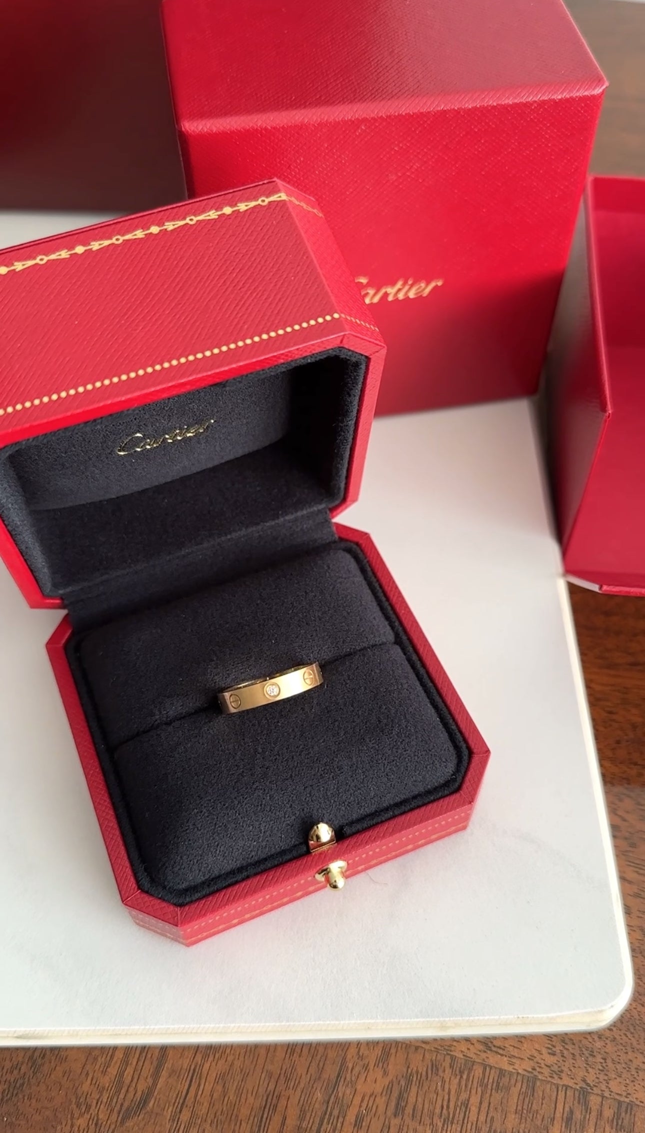 Cartier 18k Yellow Gold 1 Diamond Small Model Love Ring - 55 / 7.25