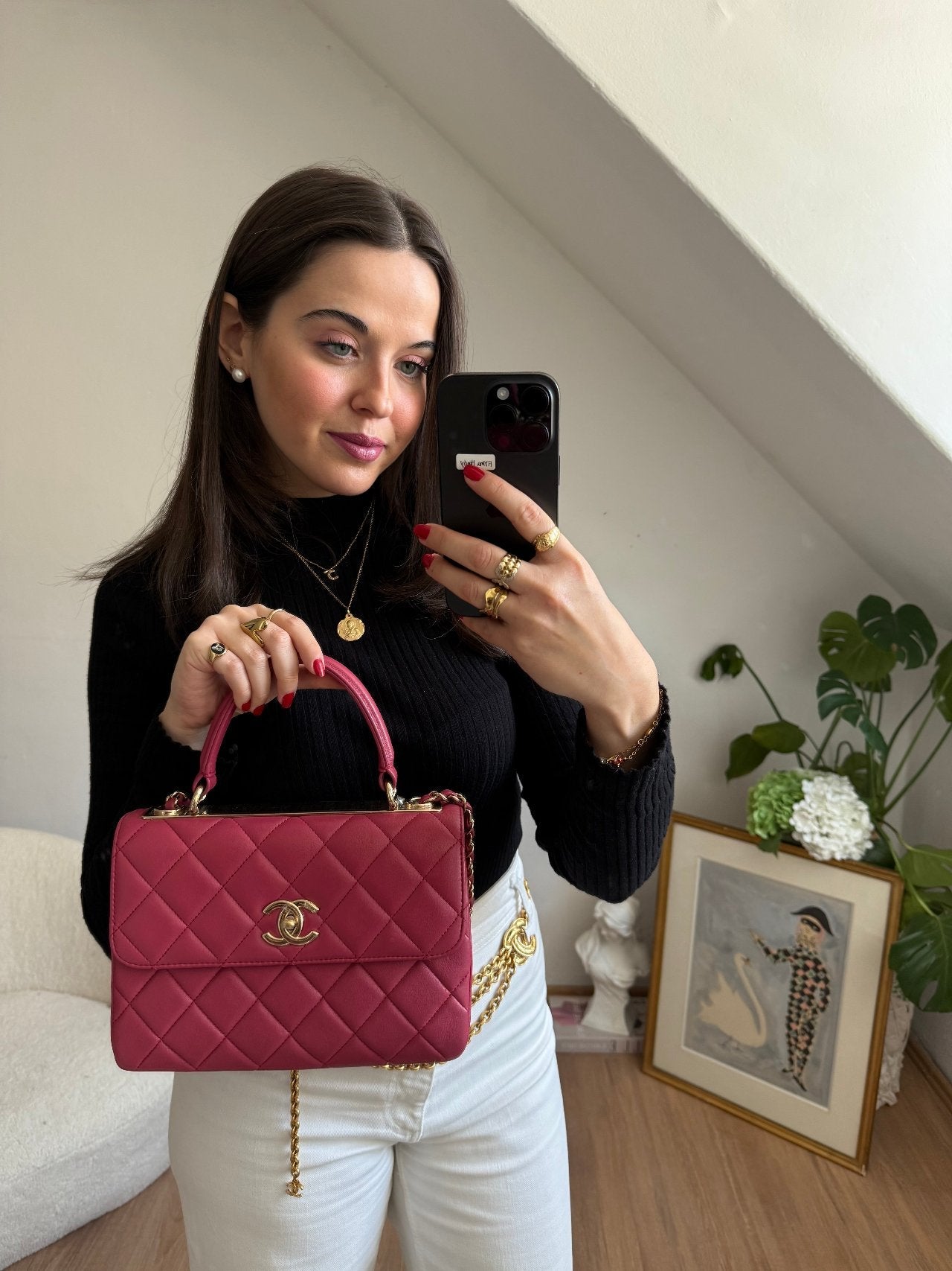 Chanel Small Trendy CC Bag in Hot Pink with Gold Hardware