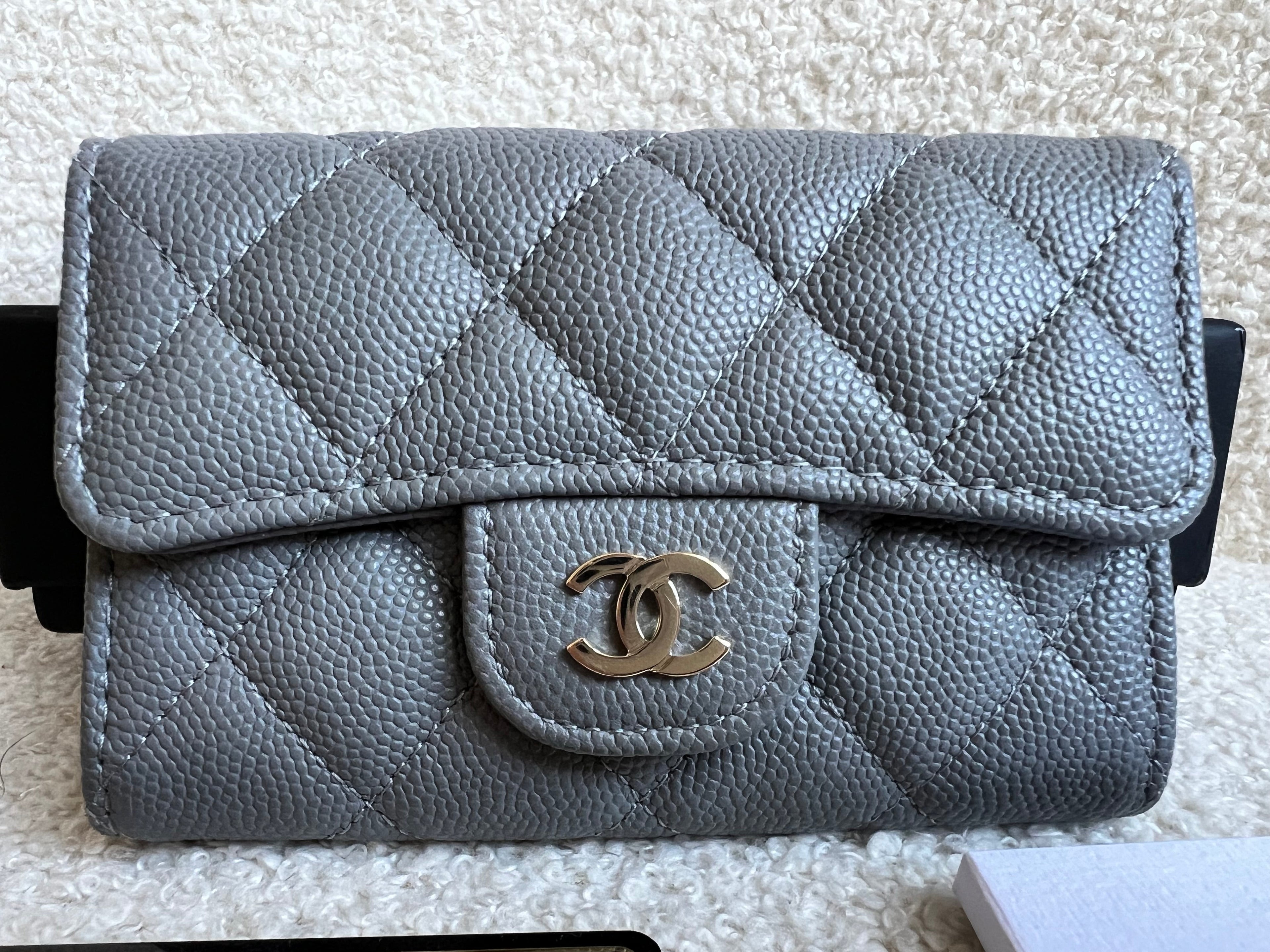 Chanel Grey Caviar  Holder with Pale Gold Hardware (RRP £520)