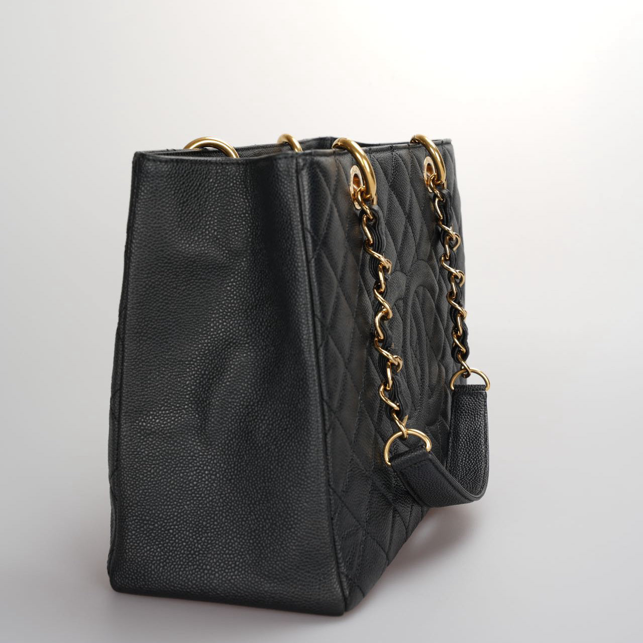 Chanel Black Grand Shopping Tote GST Bag in Caviar Leather with Gold Hardware