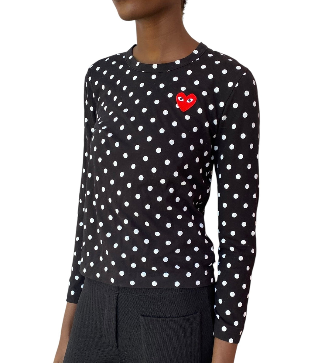 CDG Play Black Polkadot Long Sleeve Top - S