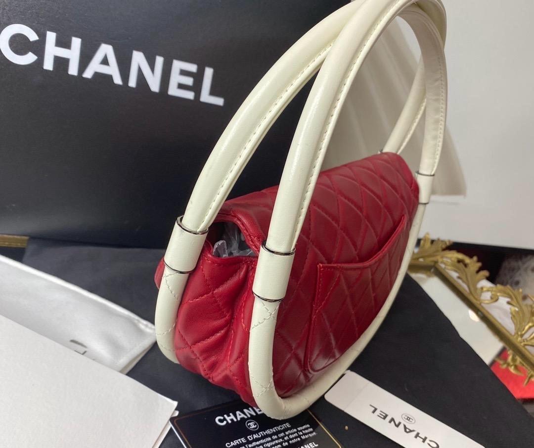 Chanel Red Lambskin Hula Hoop Handbag