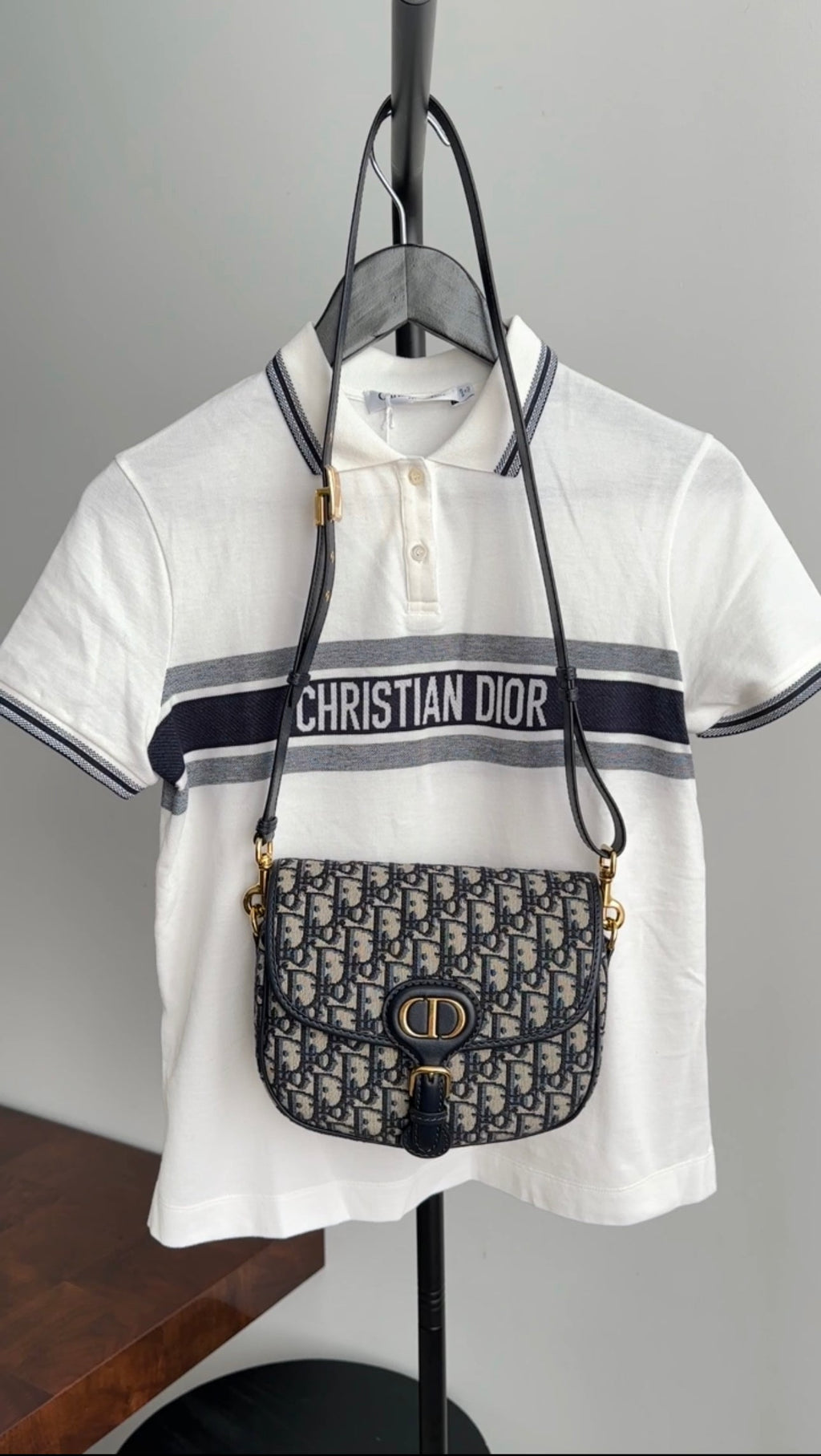 Christian Dior Navy Blue Oblique Jacquard Medium Bobby Bag