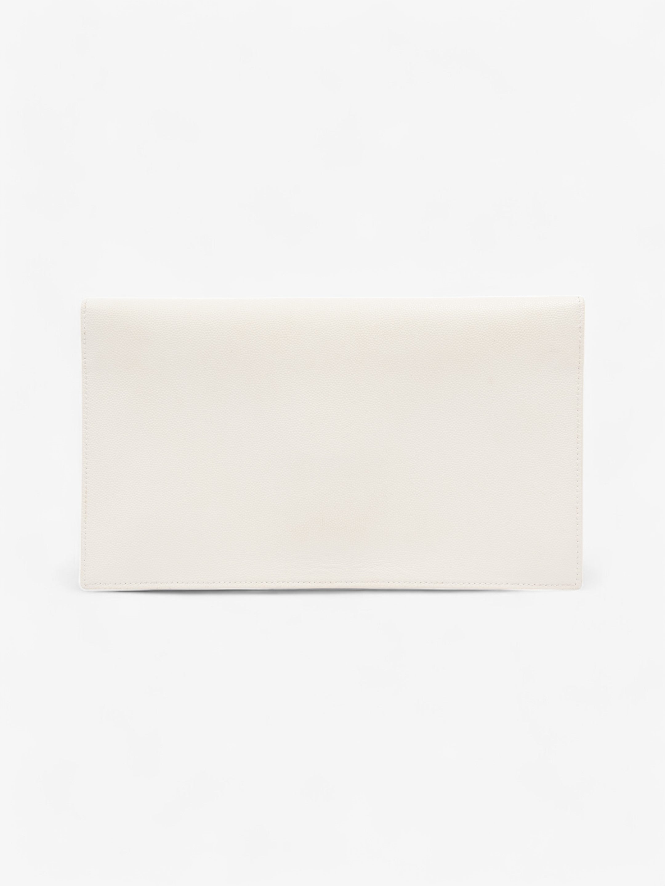 Saint Laurent Uptown Clutch Blanc Vintage Grained Leather