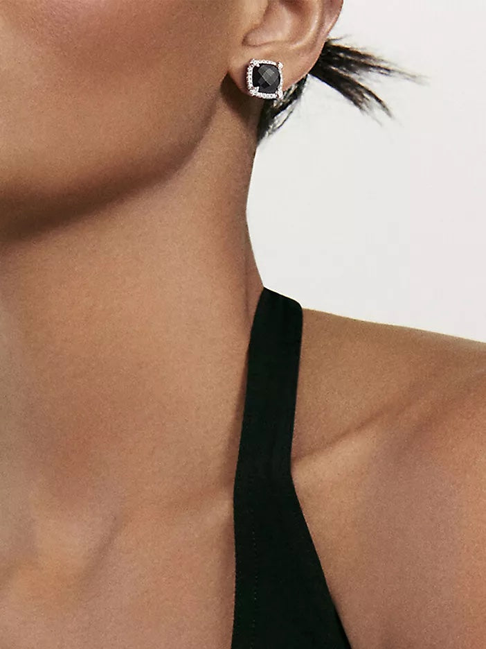 DAVID YURMAN CHATELAINE®  BLACK ONYX DIAMONDS PAVE BEZEL STUD EARRINGS