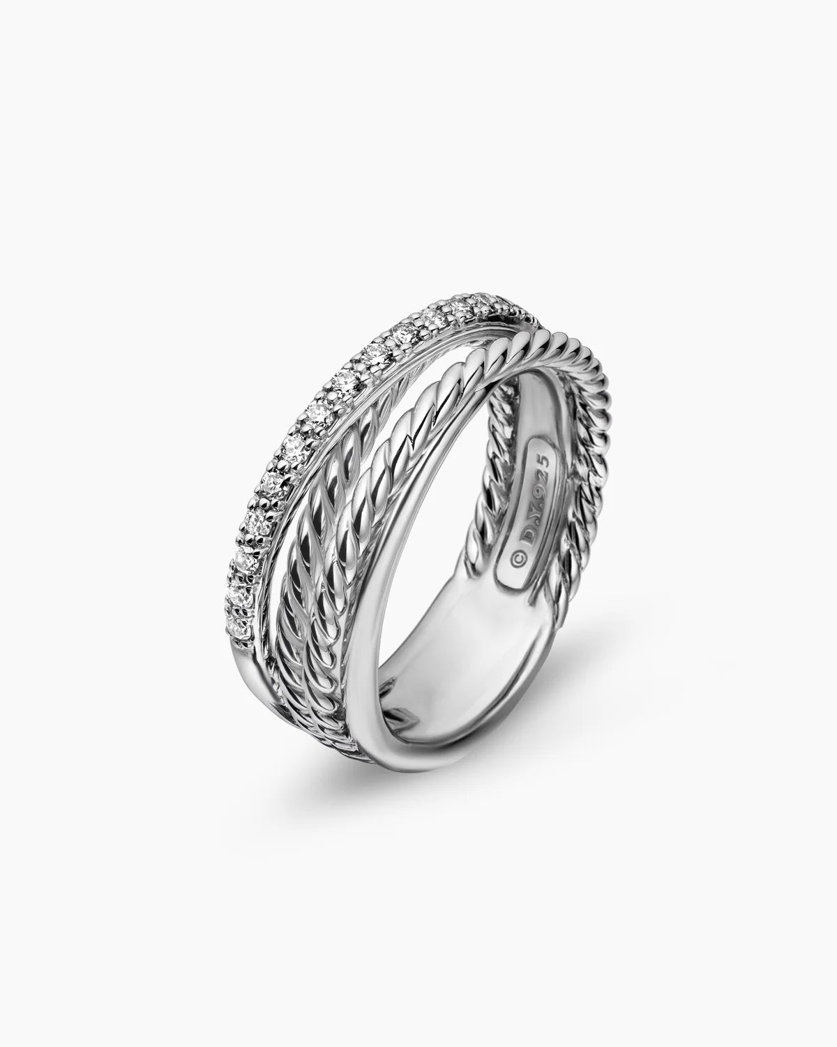 DAVID YURMAN STERLING SILVER CROSSOVER DIAMOND RING