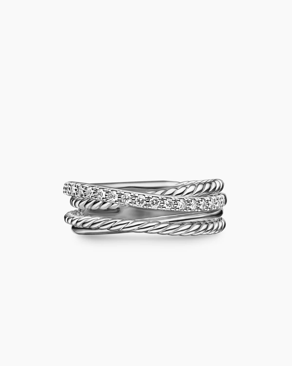 DAVID YURMAN STERLING SILVER CROSSOVER DIAMOND RING