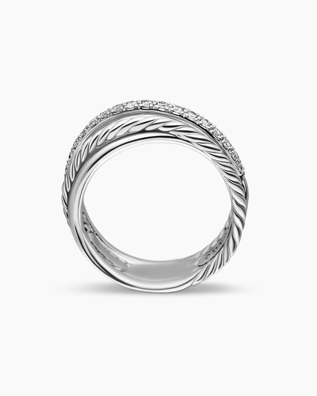 DAVID YURMAN STERLING SILVER CROSSOVER DIAMOND RING