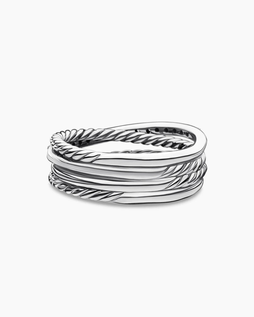 DAVID YURMAN STERLING SILVER CROSSOVER DIAMOND RING