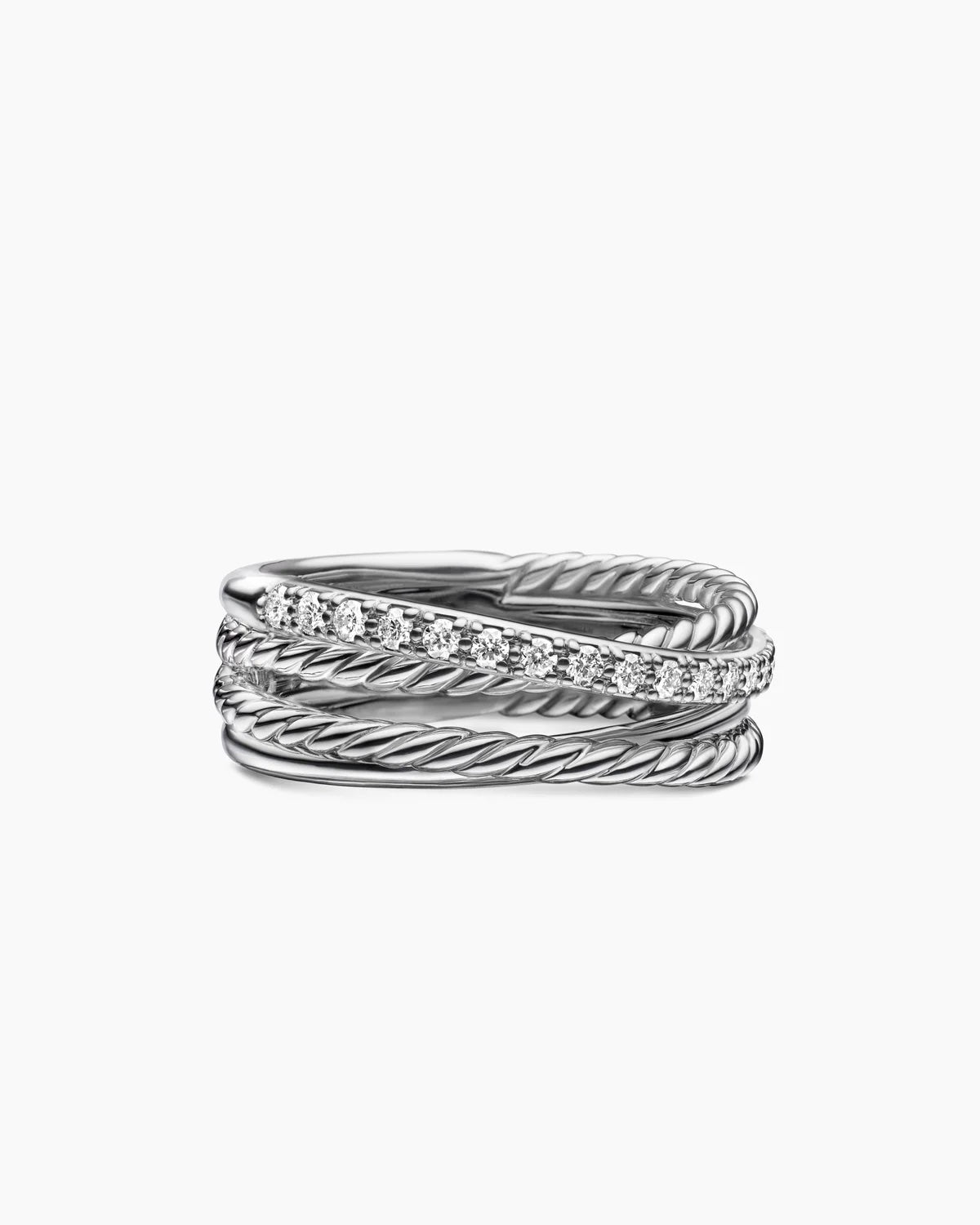 DAVID YURMAN STERLING SILVER CROSSOVER DIAMOND RING