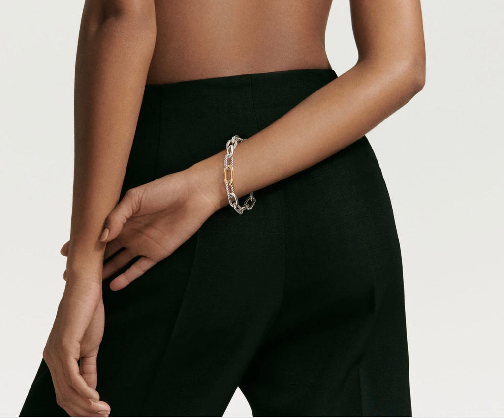 DAVID YURMAN MADISON® STERLING SILVER & 18K GOLD CHAIN BRACELET