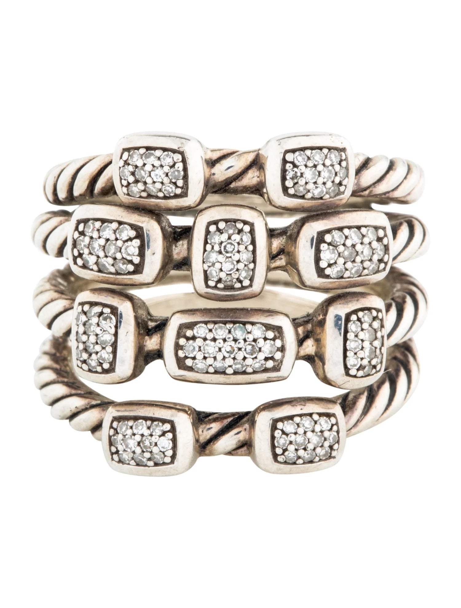 DAVID YURMAN FOUR ROW DIAMOND CONFETTI RING