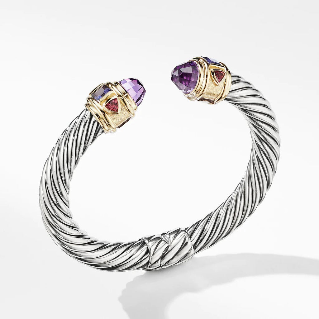 DAVID YURMAN RENAISSANCE SILVER 14K GOLD WITH AMETHYST BRACELET