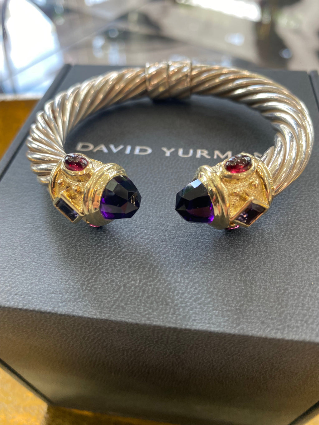DAVID YURMAN RENAISSANCE SILVER 14K GOLD WITH AMETHYST BRACELET