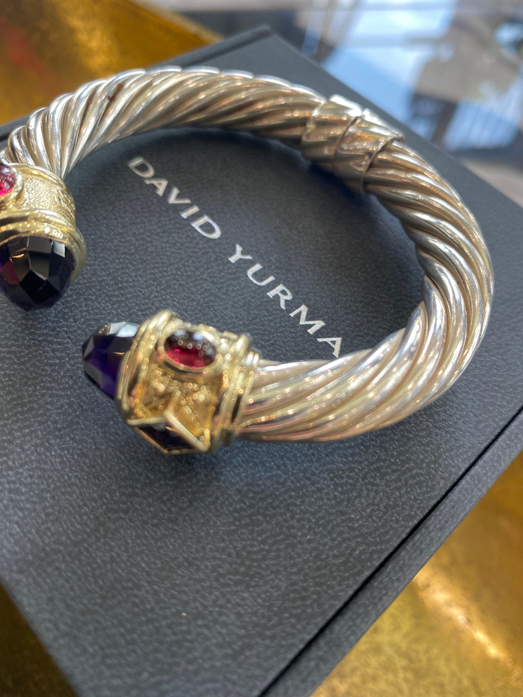 DAVID YURMAN RENAISSANCE SILVER 14K GOLD WITH AMETHYST BRACELET