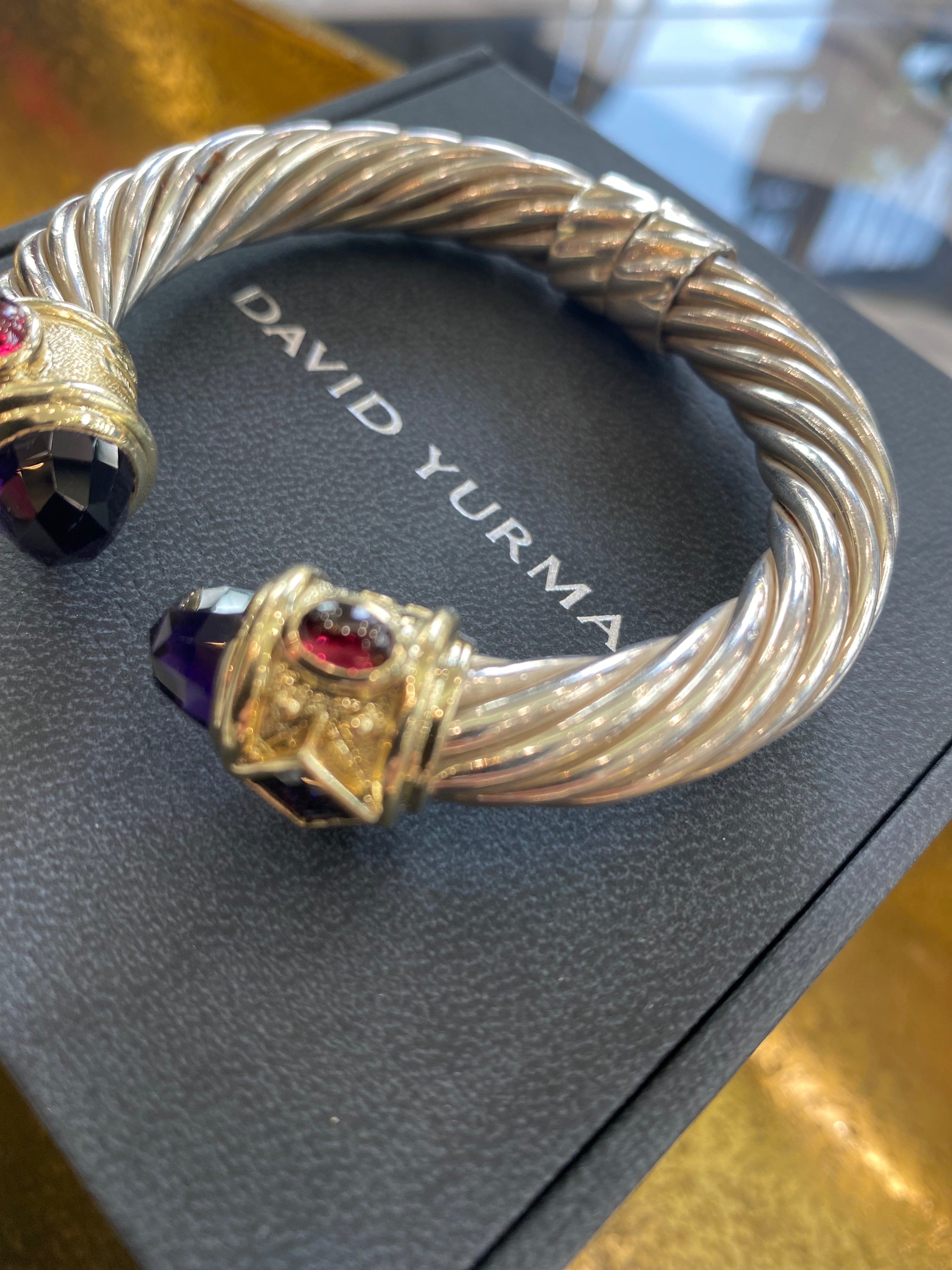 DAVID YURMAN RENAISSANCE SILVER 14K GOLD WITH AMETHYST BRACELET