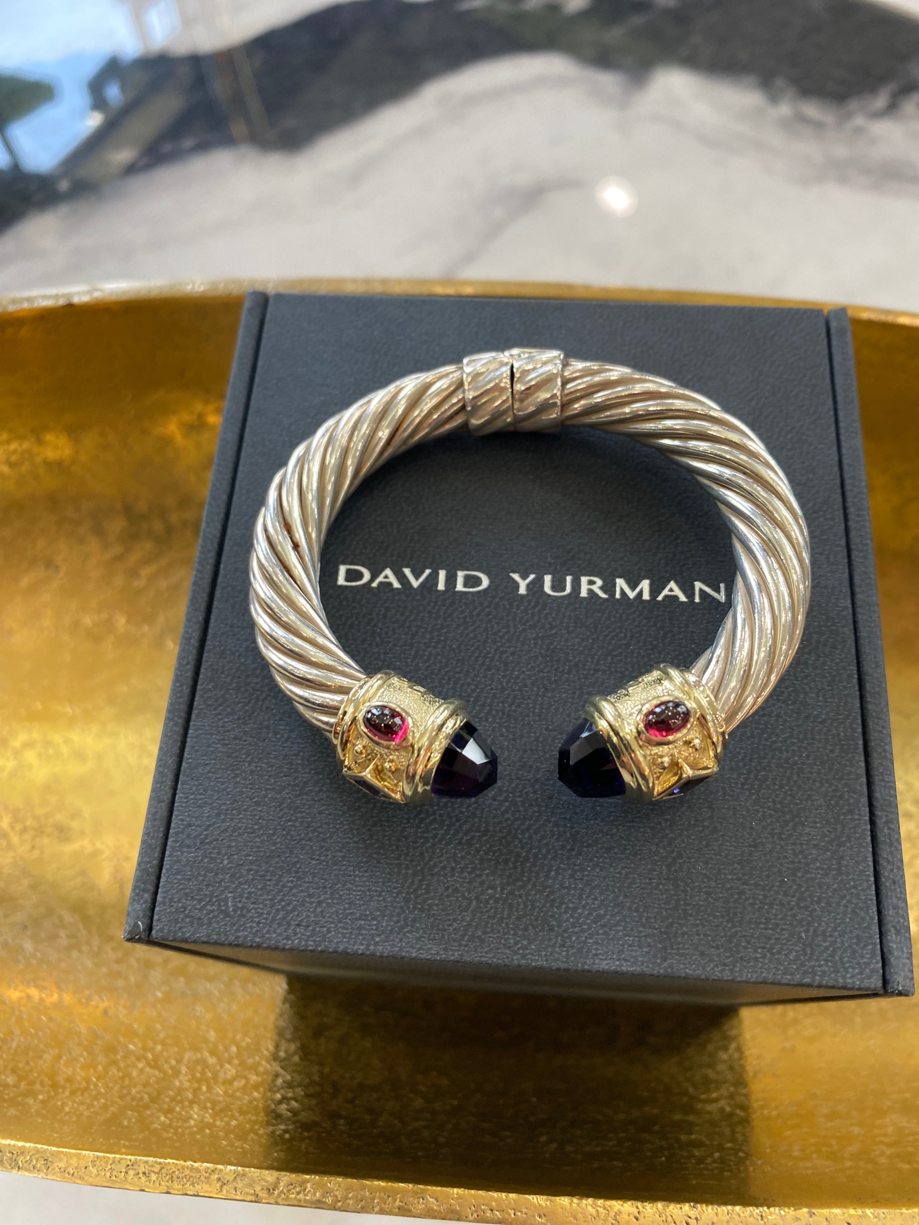 DAVID YURMAN RENAISSANCE SILVER 14K GOLD WITH AMETHYST BRACELET