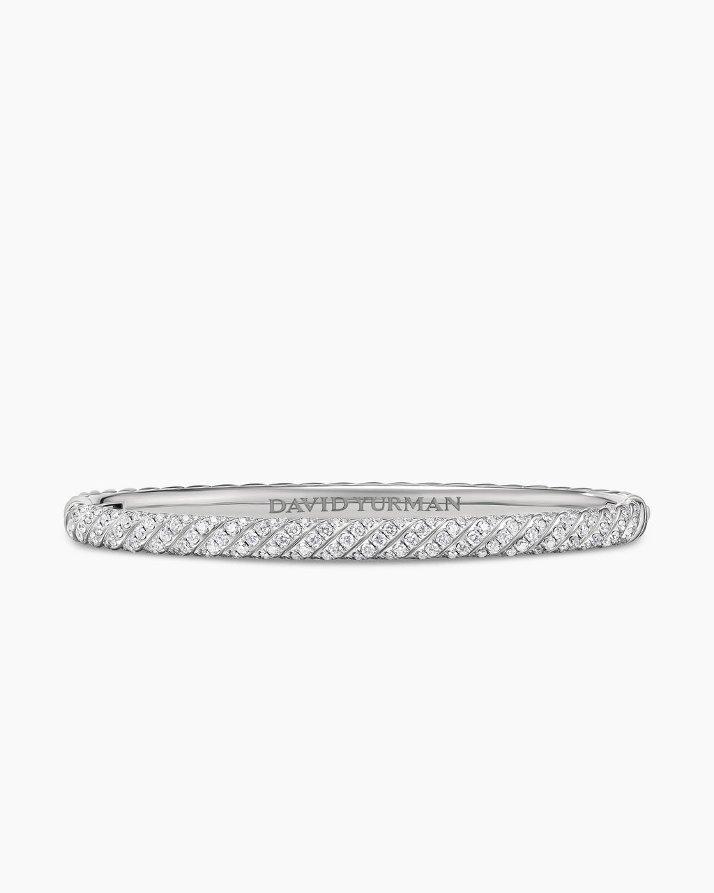 DAVID YURMAN 18K WHITE GOLD & DIAMONDS SCULPTED CABLE BANGLE BRACELET