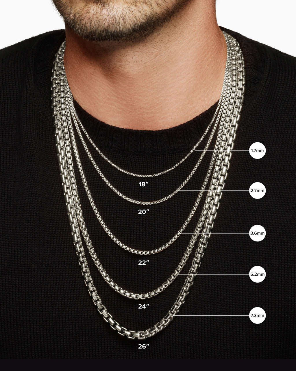 DAVID YURMAN STERLING SILVER BOX CHAIN NECKLACE