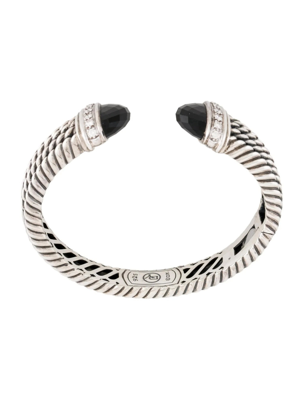 DY STERLING SILVER DIAMOND BLACK ONYX WHEATON CUFF BRACELET