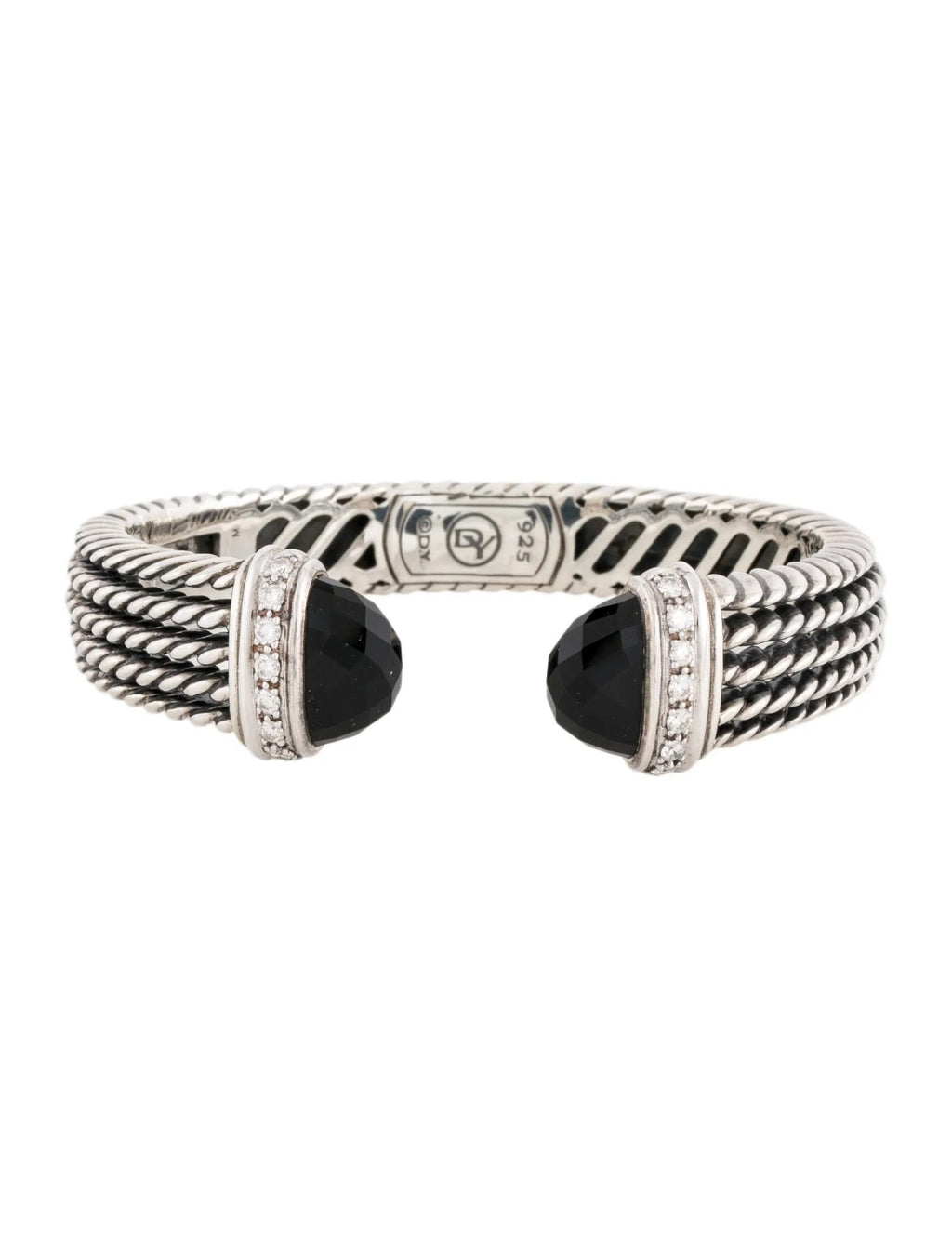 DY STERLING SILVER DIAMOND BLACK ONYX WHEATON CUFF BRACELET