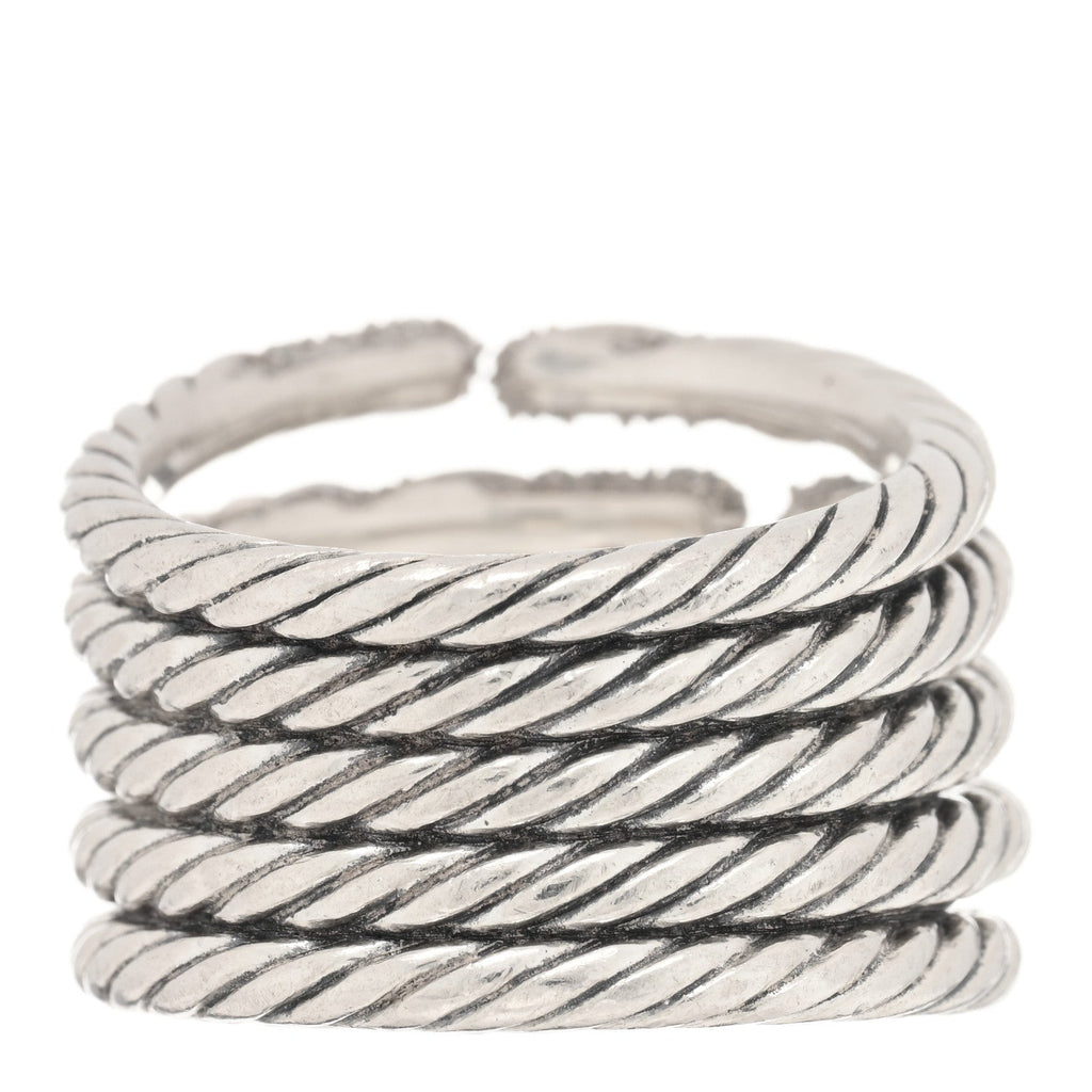 DAVID YURMAN STERLING SILVER DIAMOND WILLOW FIVE ROW RING