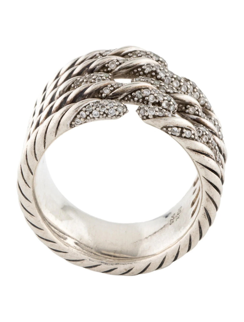DAVID YURMAN STERLING SILVER DIAMOND WILLOW FIVE ROW RING