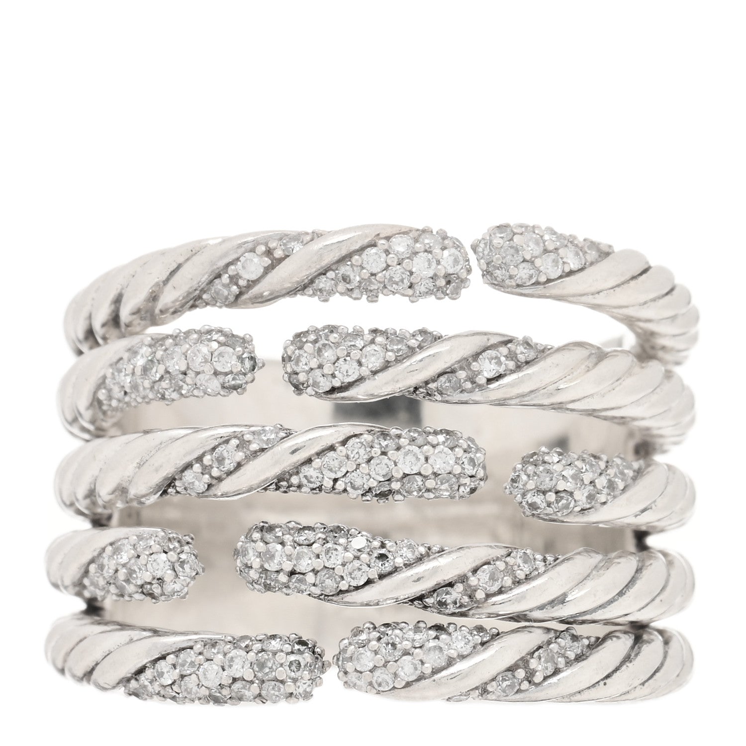 DAVID YURMAN STERLING SILVER DIAMOND WILLOW FIVE ROW RING