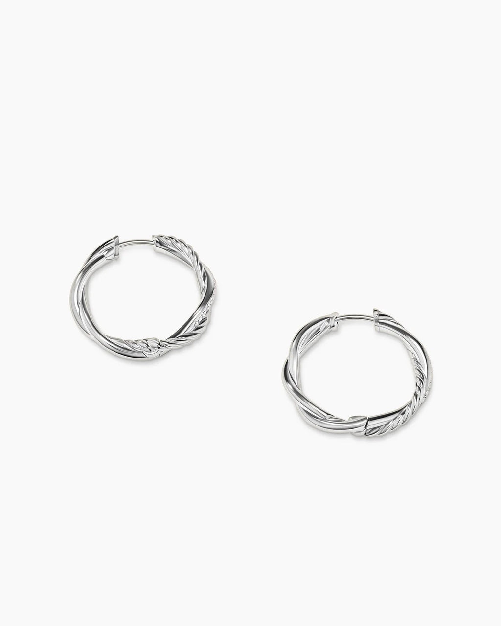 DAVID YURMAN STERLING SILVER DIAMONDS PETITE INFINITY HOOP EARRINGS
