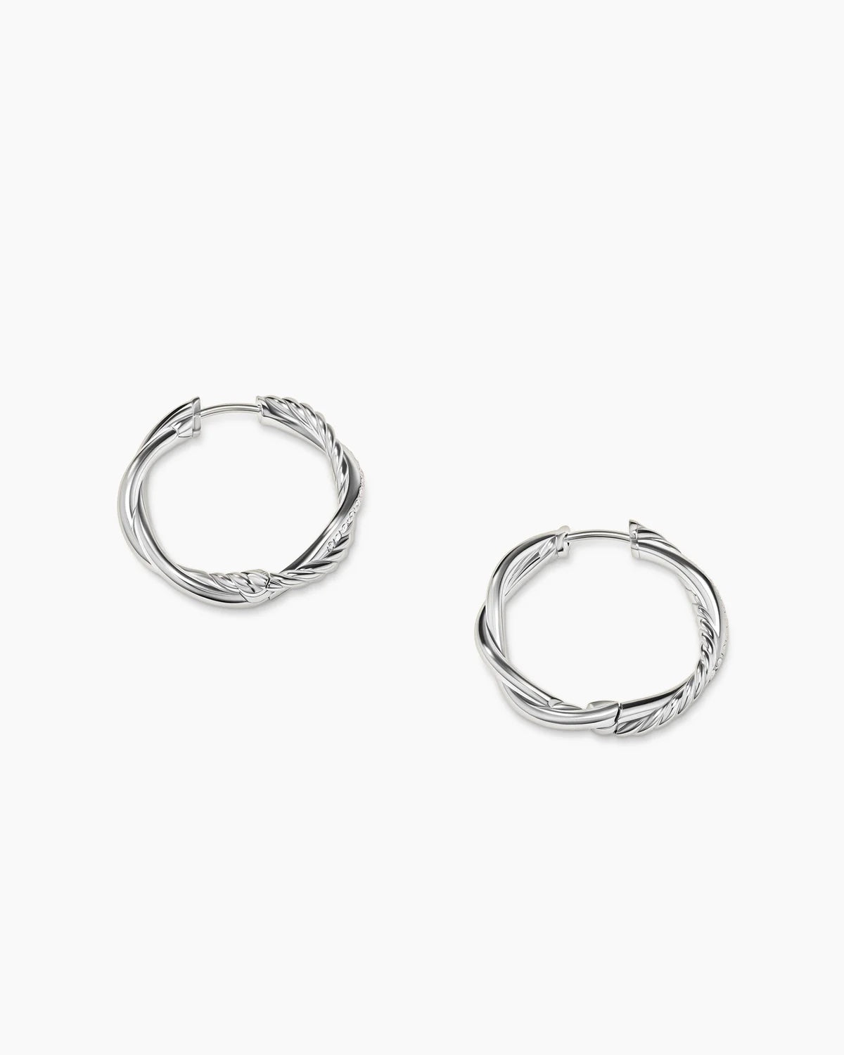 DAVID YURMAN STERLING SILVER DIAMONDS PETITE INFINITY HOOP EARRINGS
