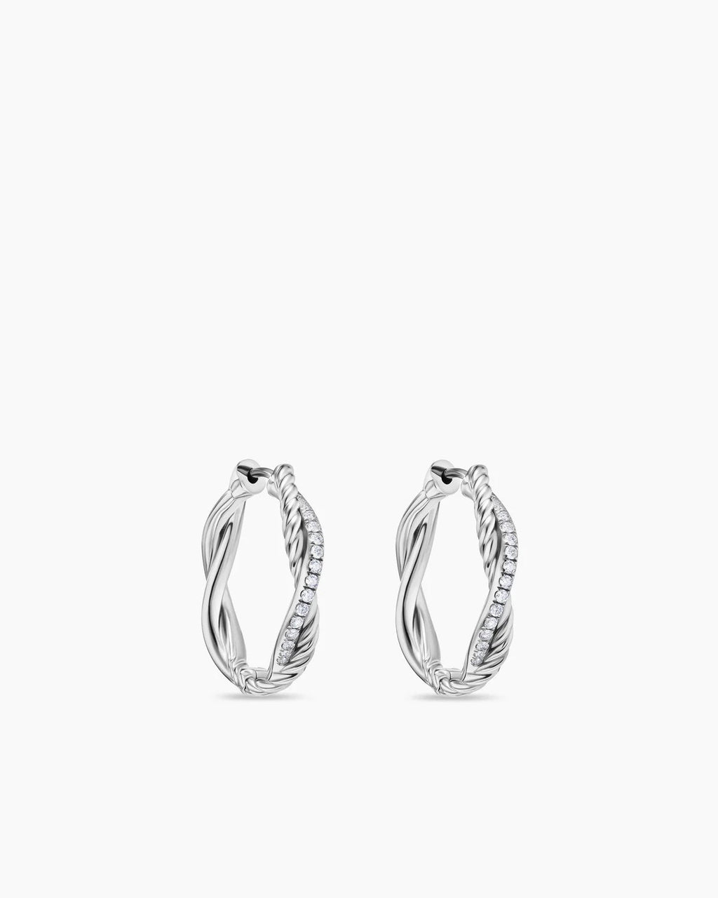 DAVID YURMAN STERLING SILVER DIAMONDS PETITE INFINITY HOOP EARRINGS