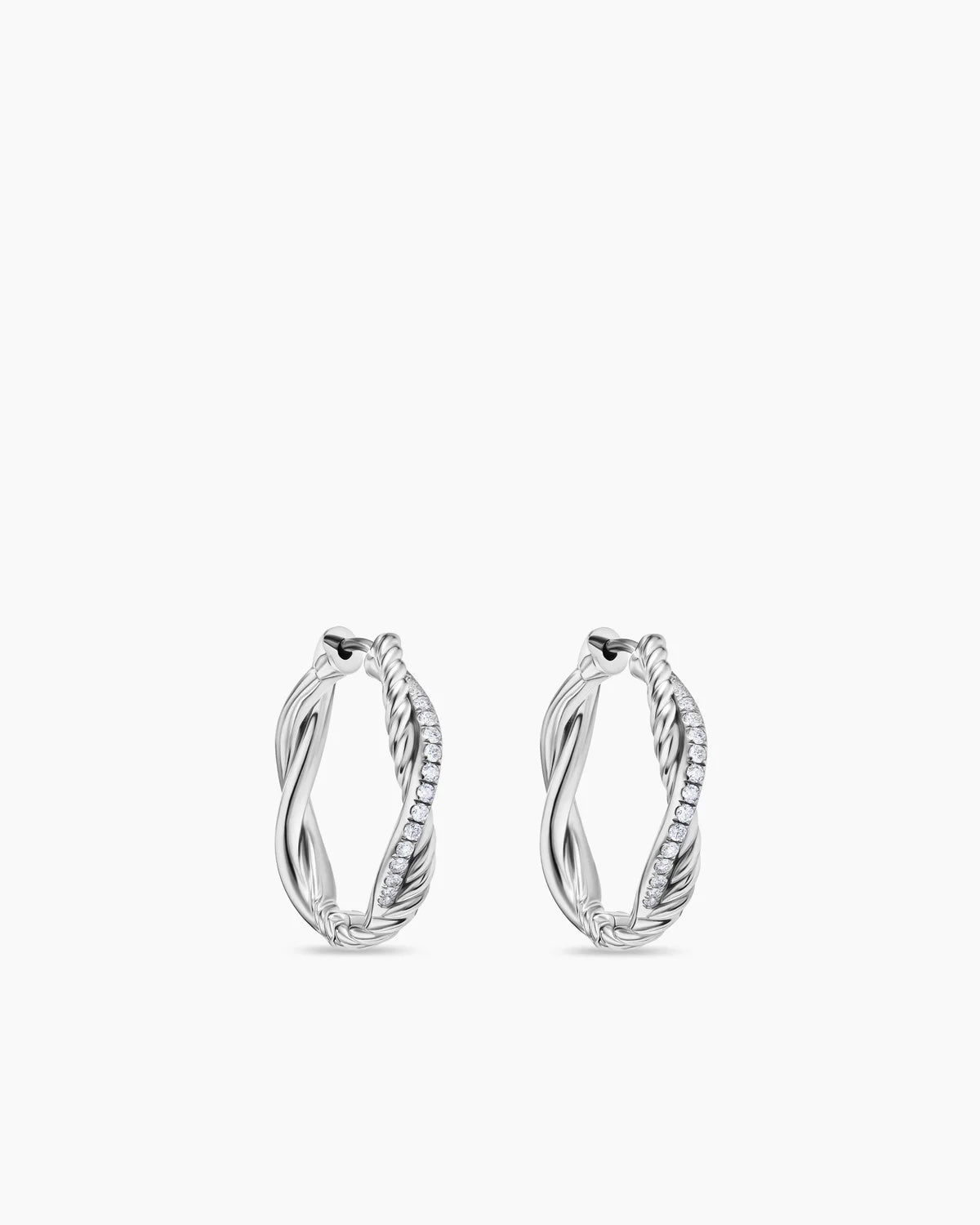 DAVID YURMAN STERLING SILVER DIAMONDS PETITE INFINITY HOOP EARRINGS
