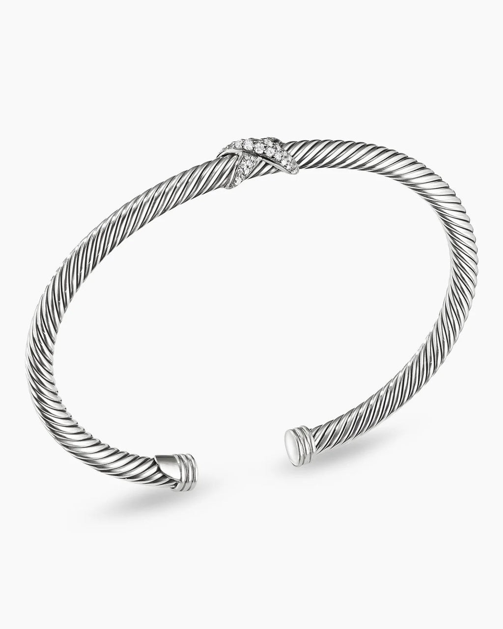 DAVID YURMAN X CLASSIC STERLING SILVER DIAMONDS CABLE STATION BRACELET