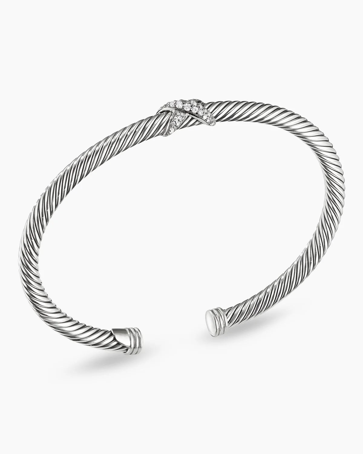 DAVID YURMAN X CLASSIC STERLING SILVER DIAMONDS CABLE STATION BRACELET